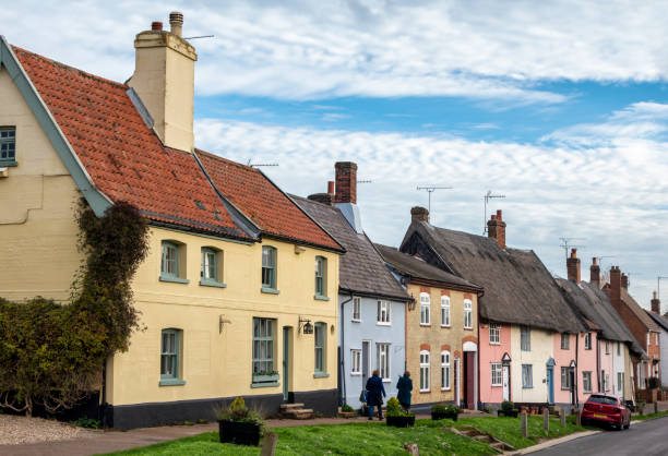 Traditional Suffolk houses in Old Street in Haughley stock photo
