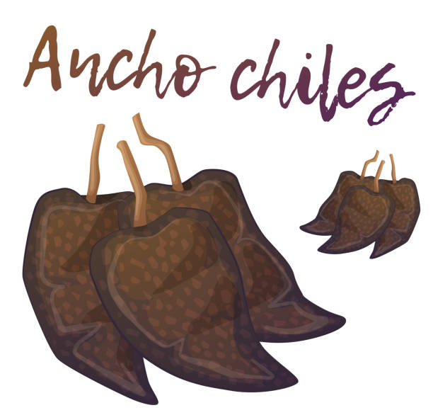 Pile of anchos chiles vector icon, dried polano peppers cartoon illustration isolated on white background Pile of anchos chiles vector icon, dried poblano peppers cartoon illustration isolated on white background ancho stock illustrations