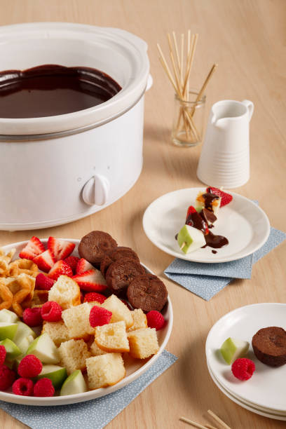 istock Slow Cooker Chocolate Fondue with Fruit and Waffles 1450730978