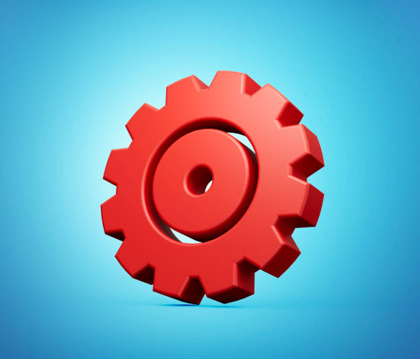 istock Red Gear symbol on White background. 3d Illustration 1450733933