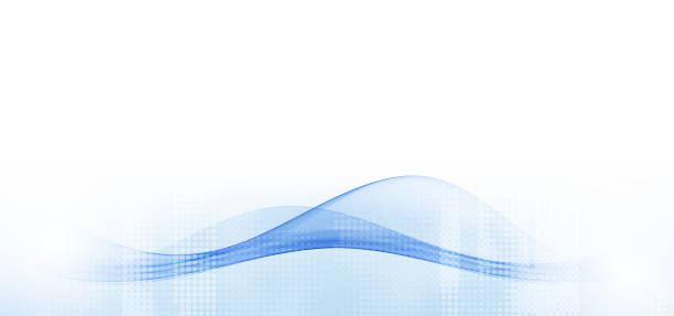 istock Blue smoky stream of transparent abstract wave with halftone effect 1450733974
