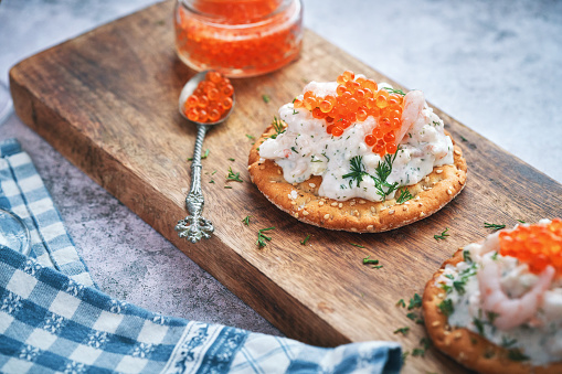 Skagen Toast Scandinavian Prawn Cocktail with Fish Roe