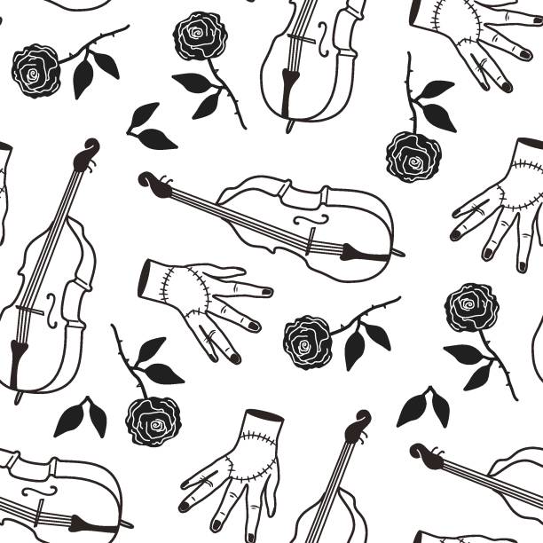 ilustrações de stock, clip art, desenhos animados e ícones de pattern double bass, rose, hand - bass drum