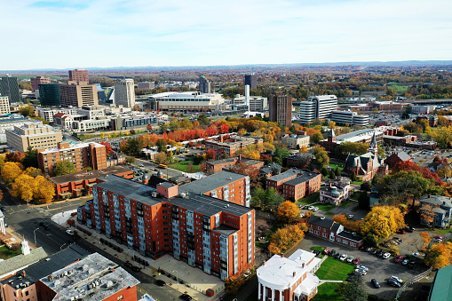 An aerial scene of Hartford, Connecticut, United States