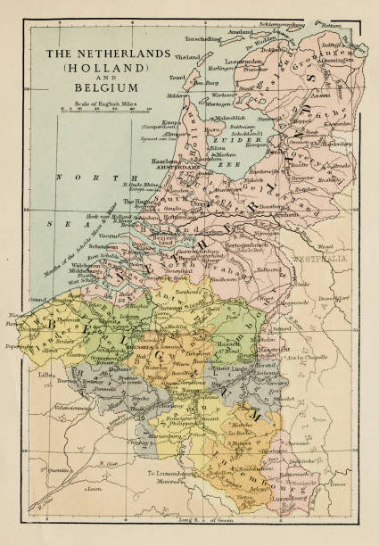 Mapa dos Países Baixos e da Bélgica - ilustração de arte em vetor