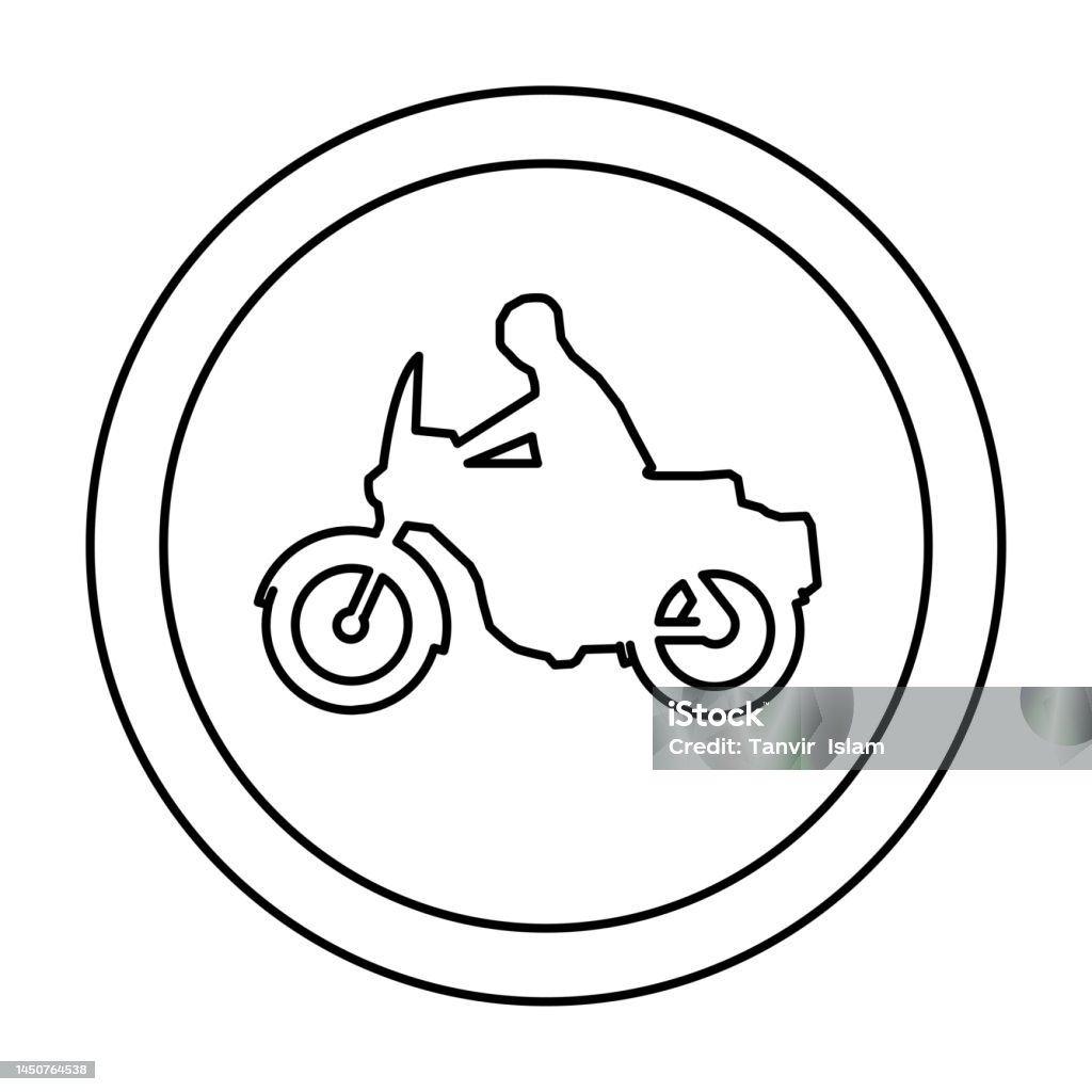 Round Motorcycle Vector Motorcycle Round Traffic Sign Stock Illustration - Download Image Now ...