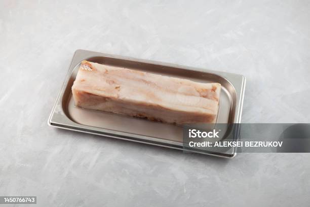 Compressed Cod Fish Pressed Cod Fillet On A Metal Tray Proper Slow Defrosting Of Fish ...