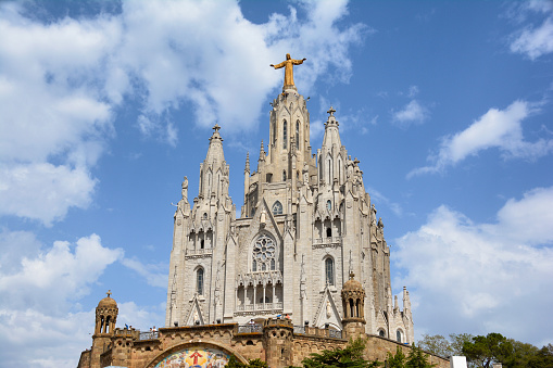 Temple of the Sacred Heart of Jesus, located on top of the Tibidabo mountain, Barcelona, Spain