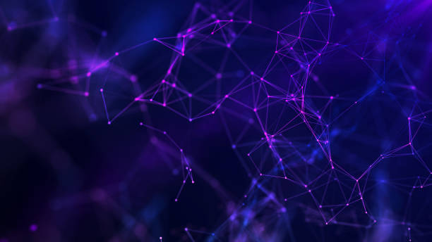 istock Abstract dark background with moving lines and dots. The concept of big data, technology and science. Network connection. 3d rendering. 1450771687