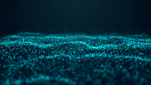 istock Wave of particles. Abstract background with a dynamic wave. Blue background with moving particles. 3d rendering. 1450771932