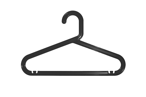 A yellow plastic coat hanger isolated on white background in Barcelona, CT, Spain