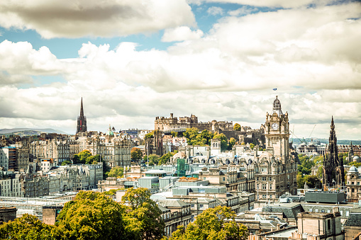 aerial view from calton hill, edinburgh, uk