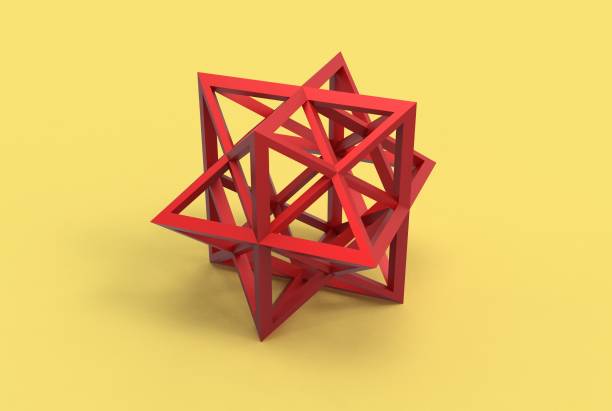 istock 3D rendering of STELLATED RHOMBIC WIREFRAME DODECAHEDRON 1450789210