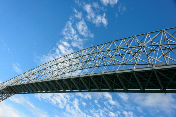 transito sul canale di panama - panama canal panama bridge of the americas bridge foto e immagini stock