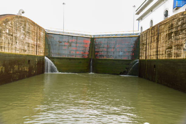 Panama Canal, Panama - December 16, 2019: The electric locomotive affectionately called \