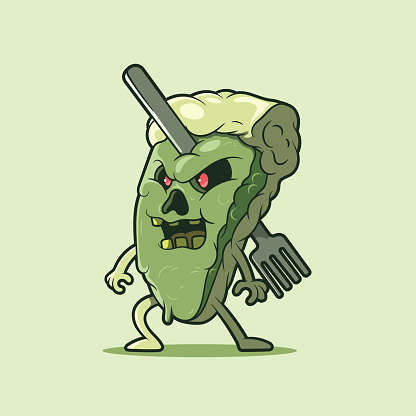 istock Slice of pie zombie character vector illustration. 1450806330
