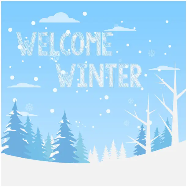 Vector illustration of Flat design welcome winter background vector