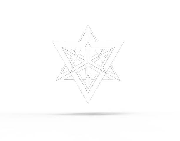 3D rendering of Wireframe Star Tetrahedron Merkaba isolated