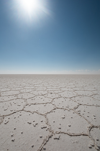 landscape with desert floor on a sunny day, horizon between earth and sky, natural wallpaper