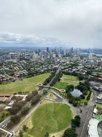 Sydney Aerial View - Looking over Moore Park after taking off from Helicopter