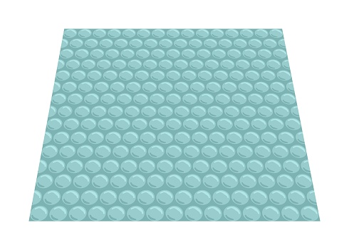 Simple flat illustration of bubble wrap sheet in perspective view.