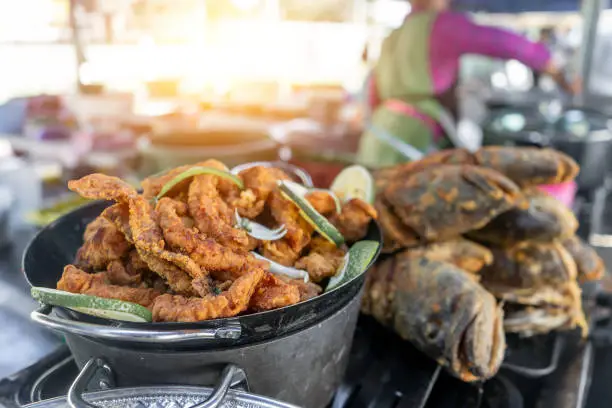 Photo of Typical restaurant or eatery from Nicaragua, Central America, Latin America selling fried fish