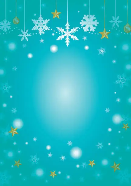 Vector illustration of Christmas background of star and snowy crystal.