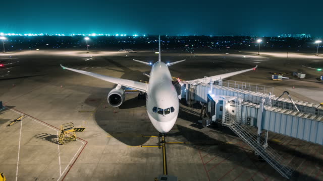 Airport Terminal  Traffic  at night ,Timelapse ,Open Country after covid