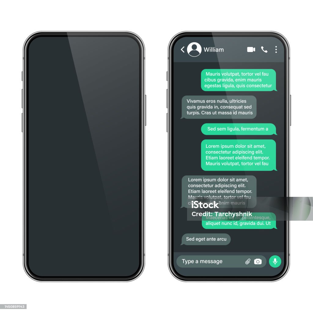 Realistic Smartphone With Messaging App Sms Text Frame Conversation ...