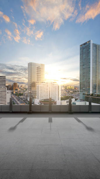 istock Terrace view with modern cityscapes 1450871401