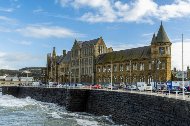 Aberystwyth Gothic University College, Ceredigion, Wales, UK Aberystwyth old gothic style university, Wales, UK. cardigan wales stock pictures, royalty-free photos & images