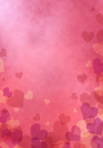 Lovely heart illustration on pink background digital painting valentines background stock illustrations
