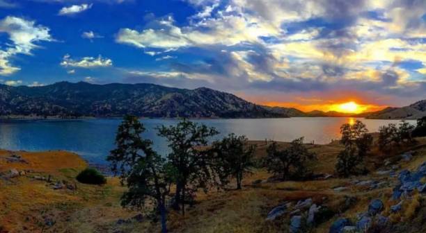 Mountain Lake Sunset stock photo