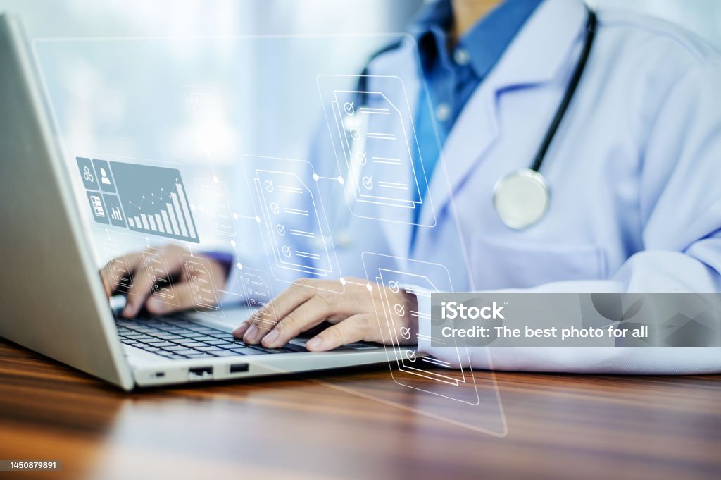 How Docor Use Computer Documents Concept Doctor Use Computer Connection Server Data Base ...