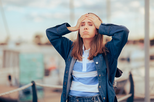 Exasperated tourist feeling lost and unhappy