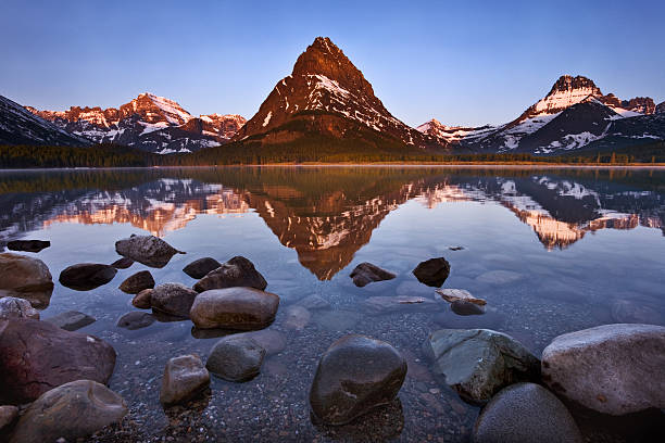 Swiftcurrent Lake, Glacier National Park stock photo