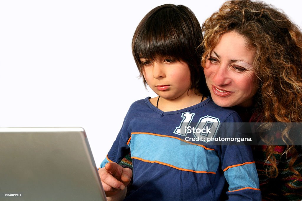 Mãe e filho no computador - Royalty-free Aconchegante Foto de stock