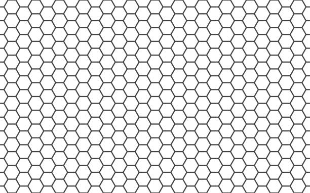 honeycomb line art hintergrund. einfaches nahtloses bienenstockmuster. vektorillustration eines flachen geometrischen textursymbols. sechseck, sechseckiges zeichen oder zellsymbol. honigbienenstock, schwarz-weiße farbe. - sechseck stock-grafiken, -clipart, -cartoons und -symbole