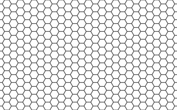 honeycomb line art hintergrund. einfaches nahtloses bienenstockmuster. vektorillustration eines flachen geometrischen textursymbols. sechseck, sechseckiges zeichen oder zellsymbol. honigbienenstock, schwarz-weiße farbe. - bienenwabe stock-grafiken, -clipart, -cartoons und -symbole