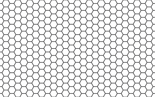 Honeycomb line art background. Simple beehive seamless pattern. Vector illustration of flat geometric texture symbol. Hexagon, hexagonal sign or cell icon. Honey bee hive, black and white color.