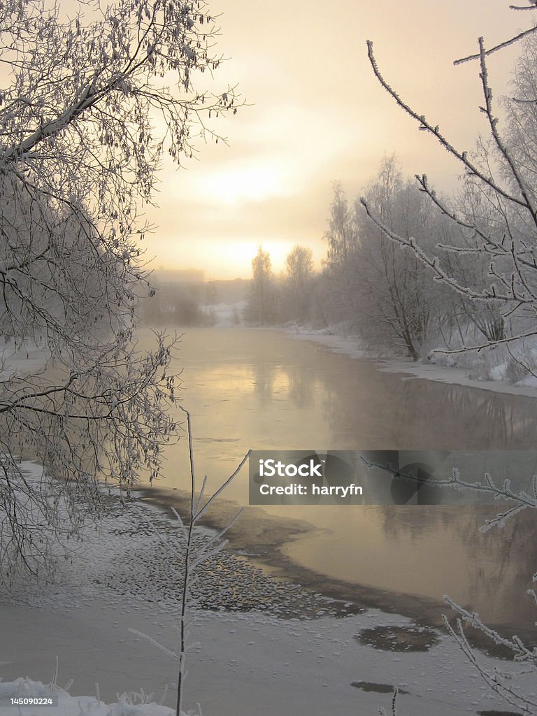 Winter scenery Steaming river on a very cold winter morning. Winter Stock Photo