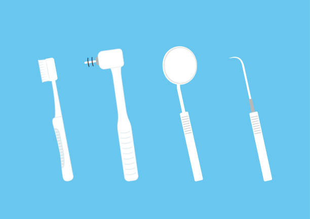 istock Dental equipment cartoon vector. Dental equipment on blue background. 1450903468
