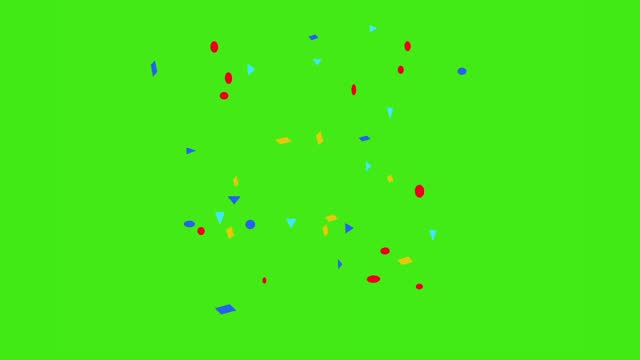 Colourful confetti explosion animation of falling on green screen.