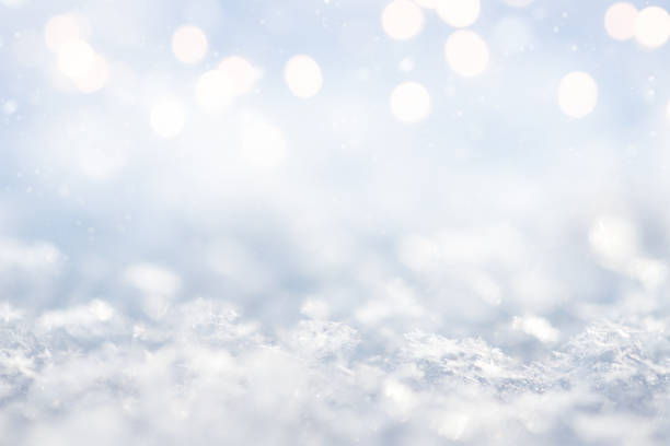 istock Christmas background with snow and lights. Winter concept 1450920985