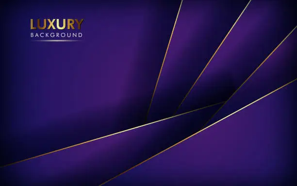 Vector illustration of luxurious abstract purple gradient, golden line with overlap layers background. eps10 vector