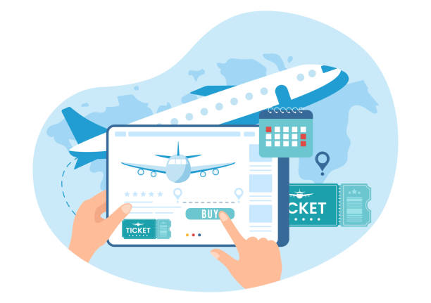 istock Online Travel Ticket Store Through transportation and Journey Provider App for Booking in Flat Cartoon Hand Drawn Template Illustration 1450926805