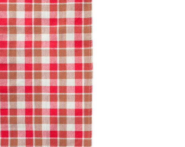 istock Smooth red napkin, nablecloth, dish towels isolated on white 1450931629