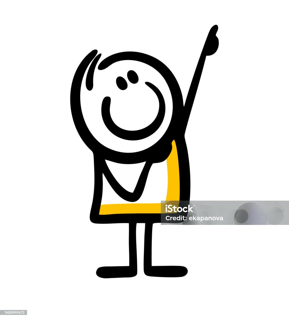 Nhân Vật Tích Cực Hài Hước Chỉ Ngón Tay Lên Và Mỉm Cười Hình minh ...