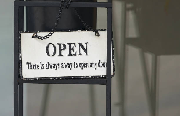 istock Signboard of the open 1450941507