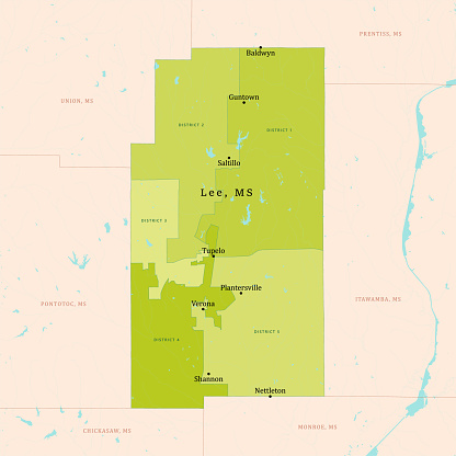 MS Lee County Vector Map Green. All source data is in the public domain. U.S. Census Bureau Census Tiger. Used Layers: areawater, linearwater, cousub, pointlm.